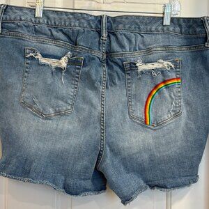 Torrid Denim Distressed Cutoff Shorts Women’s Size 20 Rainbow Pocket